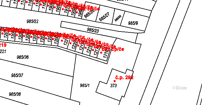 Ostrov 39702910 na parcele st. 1216 v KÚ Ostrov nad Ohří, Katastrální mapa