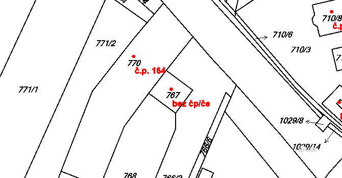 Tetčice 39841910 na parcele st. 767 v KÚ Tetčice, Katastrální mapa