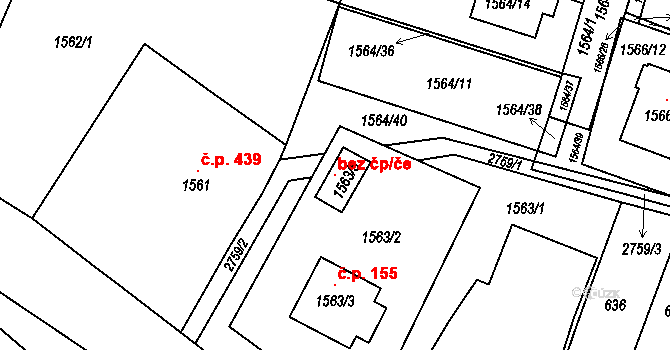 Dobruška 42785910 na parcele st. 1563/5 v KÚ Dobruška, Katastrální mapa