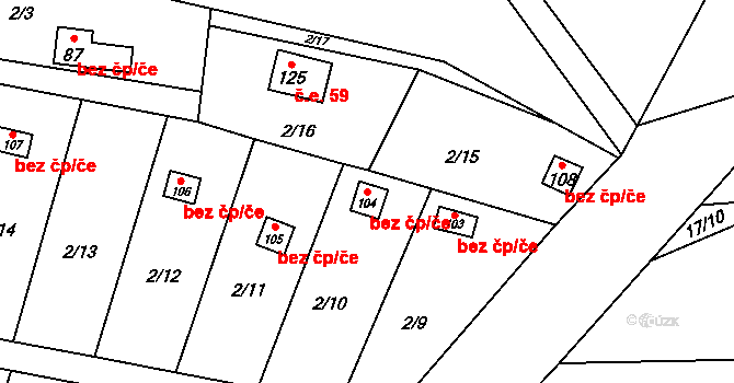 Blatná 42976910 na parcele st. 104 v KÚ Skaličany, Katastrální mapa