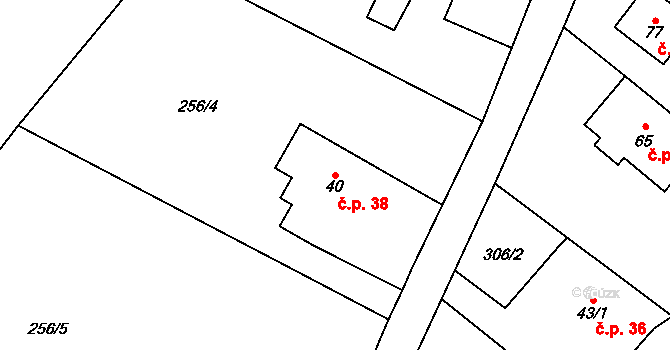 Gručovice 38, Březová na parcele st. 40 v KÚ Gručovice, Katastrální mapa