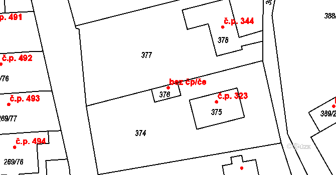 Průhonice 45713910 na parcele st. 376 v KÚ Průhonice, Katastrální mapa