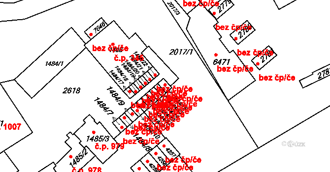 Třebíč 49329910 na parcele st. 1484/16 v KÚ Třebíč, Katastrální mapa