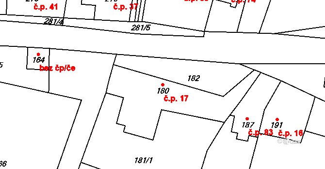 Beroun-Zdejcina 17, Beroun na parcele st. 180 v KÚ Zdejcina, Katastrální mapa
