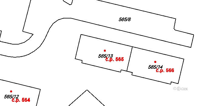 Veselí nad Lužnicí I 565, Veselí nad Lužnicí na parcele st. 565/13 v KÚ Veselí nad Lužnicí, Katastrální mapa