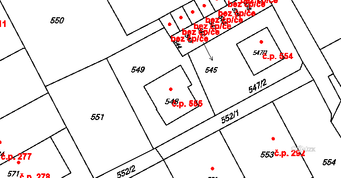 Suchdol nad Odrou 555 na parcele st. 548 v KÚ Suchdol nad Odrou, Katastrální mapa