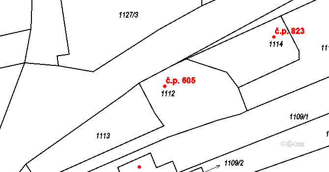 Štramberk 605 na parcele st. 1112 v KÚ Štramberk, Katastrální mapa
