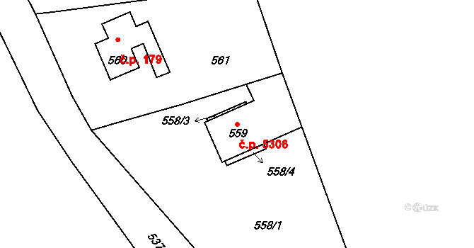 Proseč nad Nisou 5306, Jablonec nad Nisou na parcele st. 559 v KÚ Proseč nad Nisou, Katastrální mapa