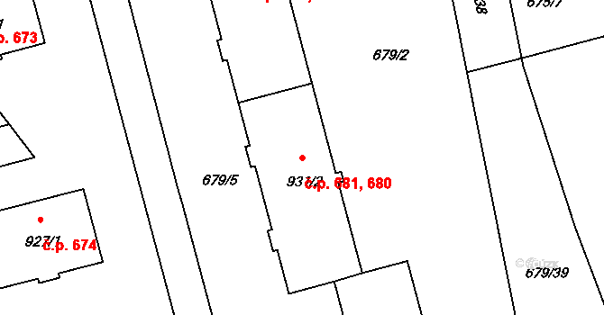 Žirovnice 680,681 na parcele st. 931/2 v KÚ Žirovnice, Katastrální mapa