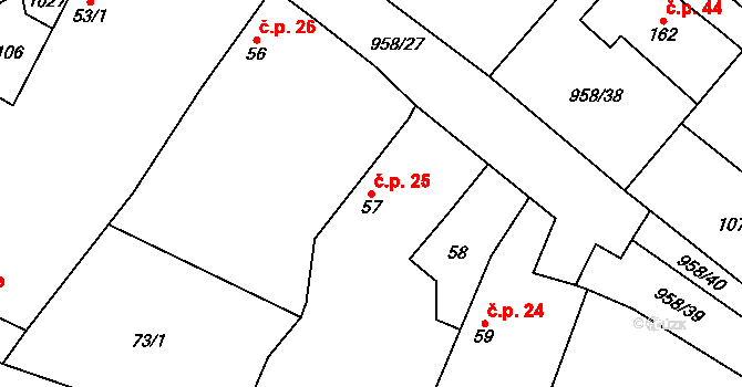 Libčeves 25 na parcele st. 57 v KÚ Libčeves, Katastrální mapa