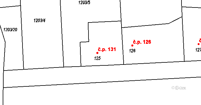 Velká Černoc 131, Měcholupy na parcele st. 125 v KÚ Velká Černoc, Katastrální mapa
