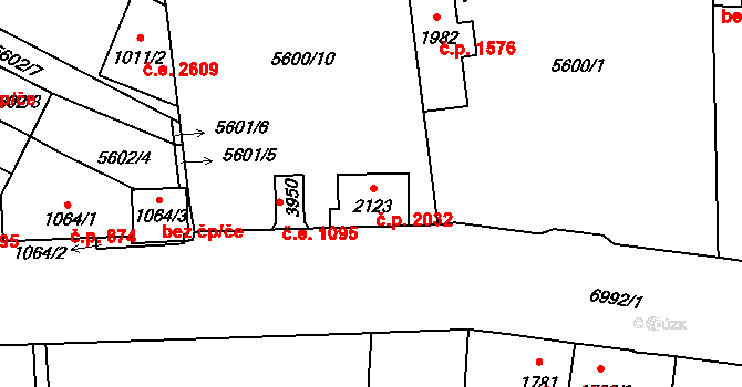 Žatec 2032 na parcele st. 2123 v KÚ Žatec, Katastrální mapa