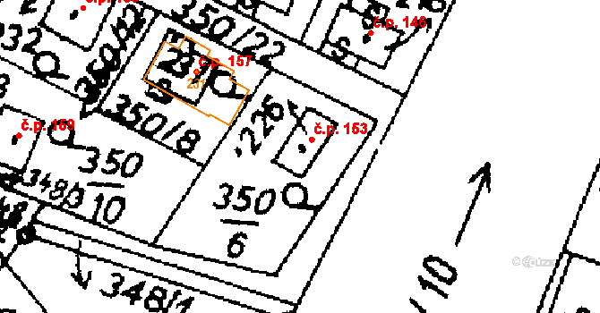 Potštejn 153 na parcele st. 226 v KÚ Potštejn, Katastrální mapa