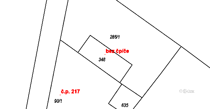 Kravsko 104749911 na parcele st. 348 v KÚ Kravsko, Katastrální mapa