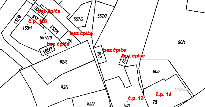 Městečko Trnávka 106390911 na parcele st. 76/3 v KÚ Městečko Trnávka, Katastrální mapa