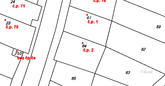 Popice 2, Znojmo na parcele st. 64 v KÚ Popice u Znojma, Katastrální mapa