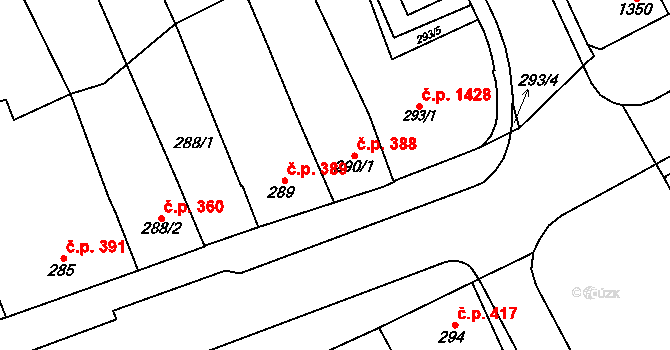 Kojetín I-Město 388, Kojetín na parcele st. 290/1 v KÚ Kojetín, Katastrální mapa