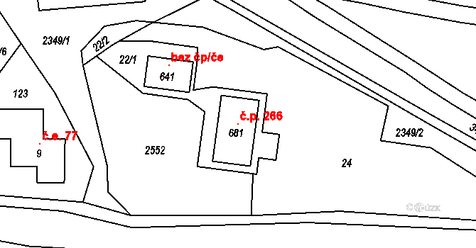 Olešnice v Orlických horách 266 na parcele st. 681 v KÚ Olešnice v Orlických horách, Katastrální mapa