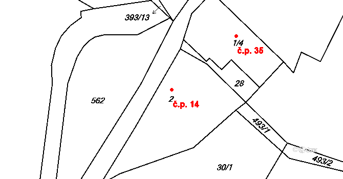 Beroun 14, Teplá na parcele st. 2 v KÚ Beroun u Starého Sedla, Katastrální mapa