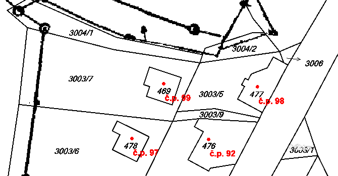 Koberovy 99 na parcele st. 469 v KÚ Koberovy, Katastrální mapa