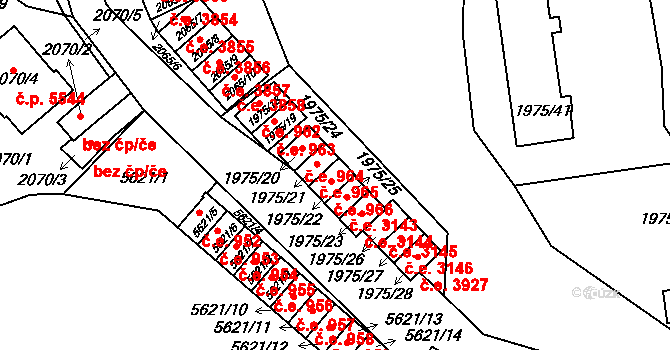 Jihlava 966 na parcele st. 1975/22 v KÚ Jihlava, Katastrální mapa