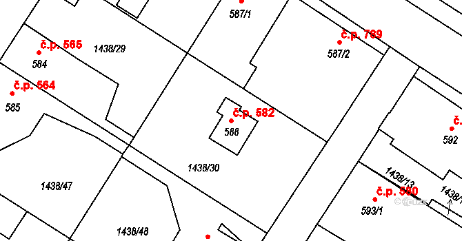 Říčany 582 na parcele st. 588 v KÚ Říčany u Prahy, Katastrální mapa