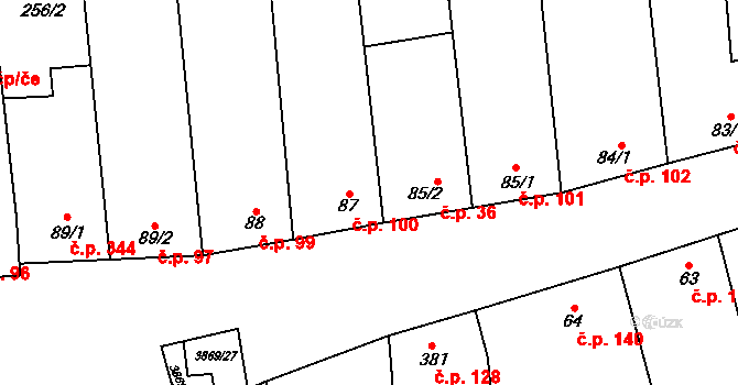 Lipov 100 na parcele st. 87 v KÚ Lipov, Katastrální mapa
