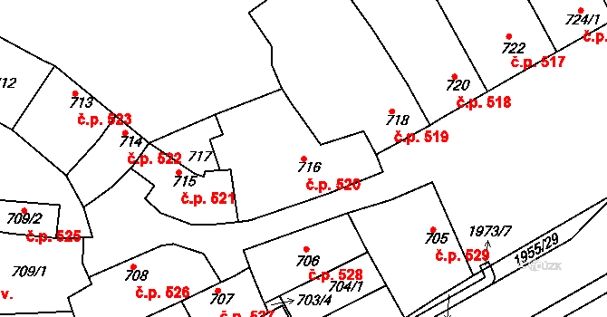 Mistřín 520, Svatobořice-Mistřín na parcele st. 716 v KÚ Mistřín, Katastrální mapa