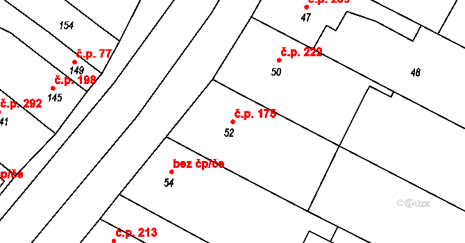 Milokošť 175, Veselí nad Moravou na parcele st. 52 v KÚ Milokošť, Katastrální mapa