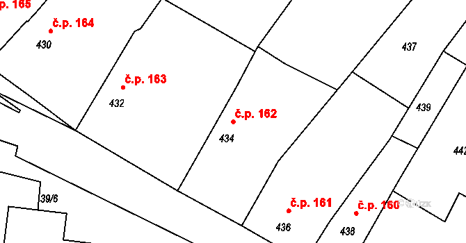 Stonařov 162 na parcele st. 434 v KÚ Stonařov, Katastrální mapa