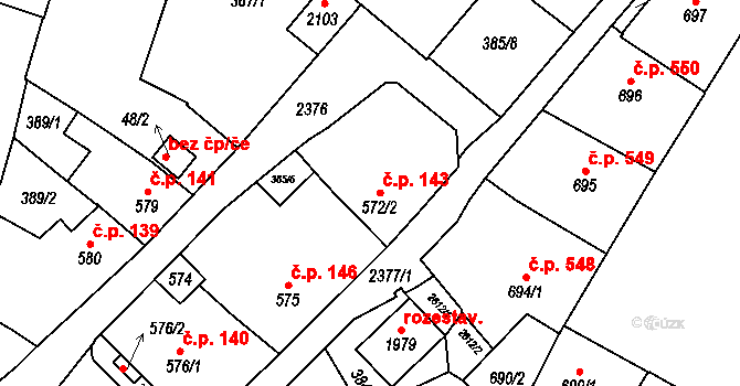Polná 143 na parcele st. 572/2 v KÚ Polná, Katastrální mapa