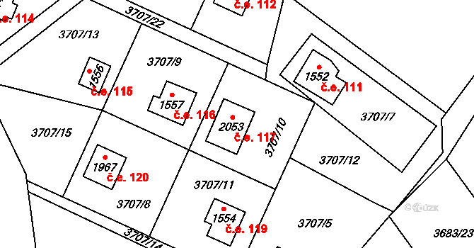Morávka 117 na parcele st. 2053 v KÚ Morávka, Katastrální mapa