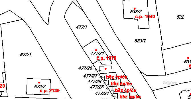 Tachov 1978 na parcele st. 477/31 v KÚ Tachov, Katastrální mapa