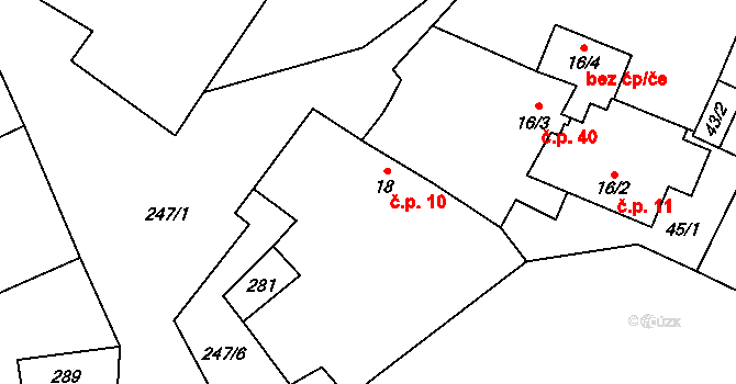 Jeřmaň 10, Bouzov na parcele st. 18 v KÚ Jeřmaň, Katastrální mapa