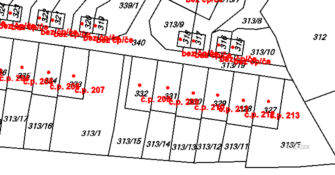 Horní Police 209 na parcele st. 331 v KÚ Horní Police, Katastrální mapa