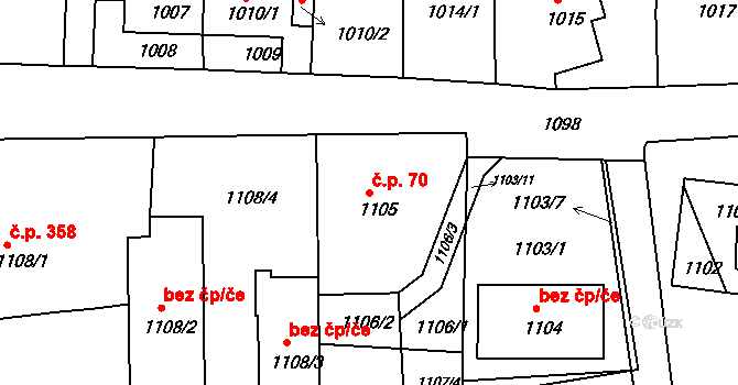 Podmoklice 70, Semily na parcele st. 1105 v KÚ Semily, Katastrální mapa