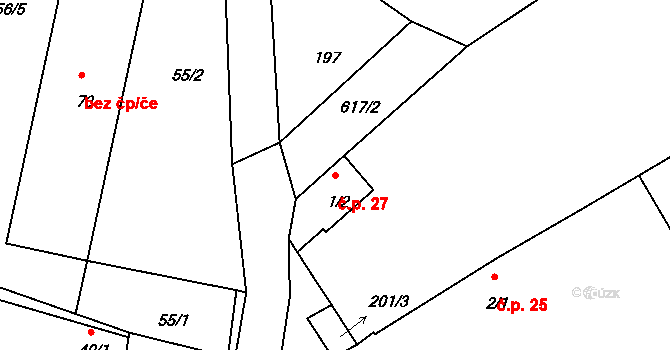 Mnich 27, Kardašova Řečice na parcele st. 1/2 v KÚ Mnich u Kardašovy Řečice, Katastrální mapa