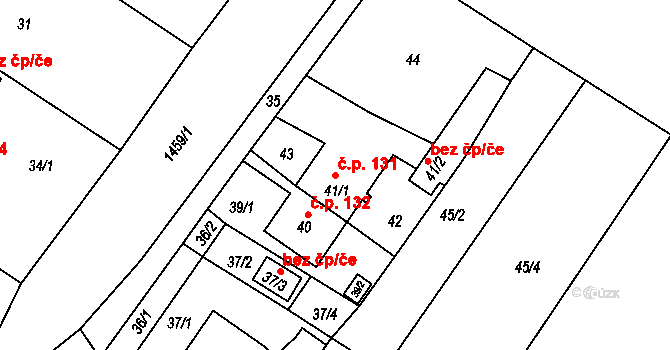 Pudlov 131, Bohumín na parcele st. 41/1 v KÚ Pudlov, Katastrální mapa