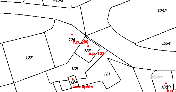 Záblatí 123, Bohumín na parcele st. 123 v KÚ Záblatí u Bohumína, Katastrální mapa