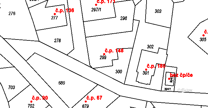 Děčín XXXII-Boletice nad Labem 148, Děčín na parcele st. 299 v KÚ Boletice nad Labem, Katastrální mapa