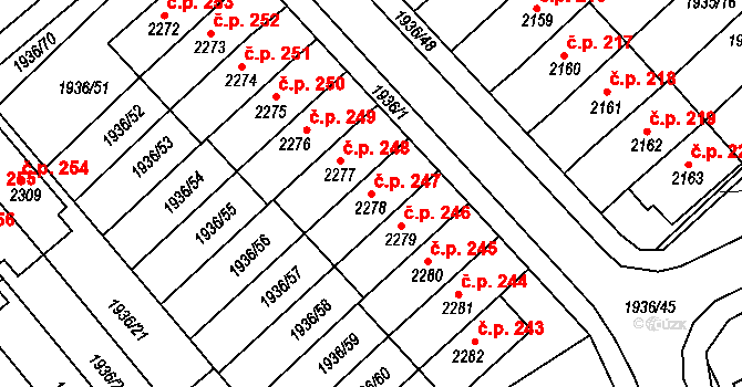 Zahájí 247, Litomyšl na parcele st. 2278 v KÚ Litomyšl, Katastrální mapa