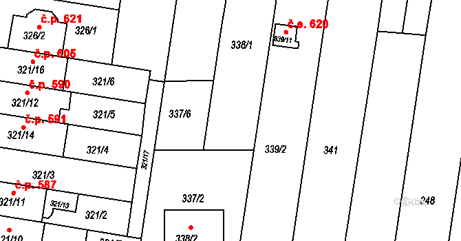 Obřany 269, Brno na parcele st. 338/1 v KÚ Obřany, Katastrální mapa