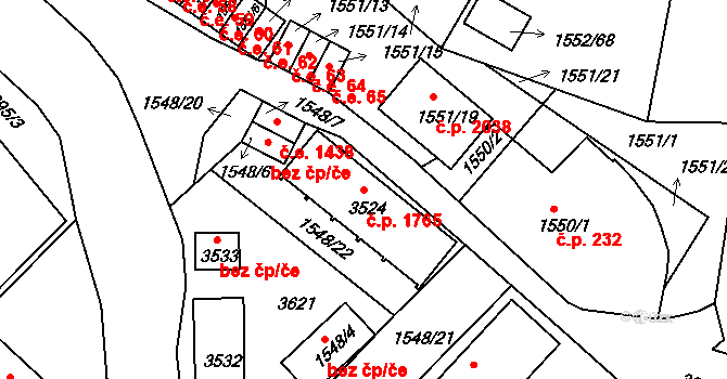 Pelhřimov 1765 na parcele st. 3524 v KÚ Pelhřimov, Katastrální mapa