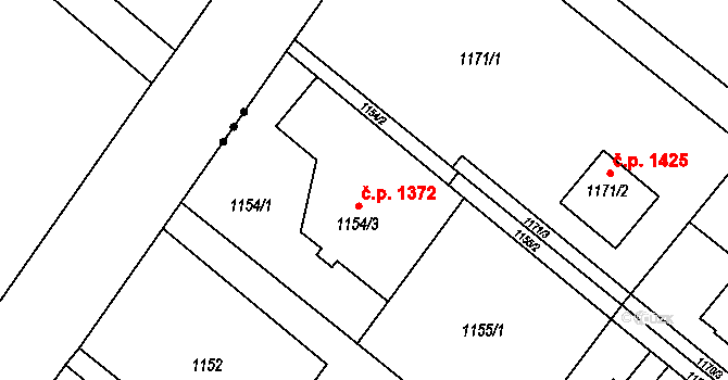 Šenov 1372 na parcele st. 1154/3 v KÚ Šenov u Ostravy, Katastrální mapa