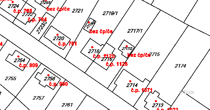 Sokolov 1126 na parcele st. 2716 v KÚ Sokolov, Katastrální mapa
