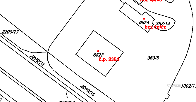Cheb 2354 na parcele st. 6823 v KÚ Cheb, Katastrální mapa