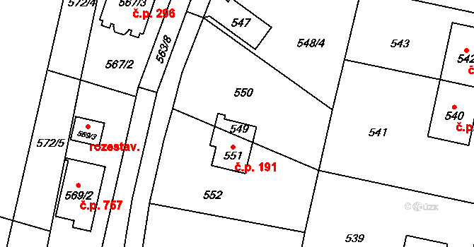 Vinoř 194, Praha na parcele st. 549 v KÚ Vinoř, Katastrální mapa