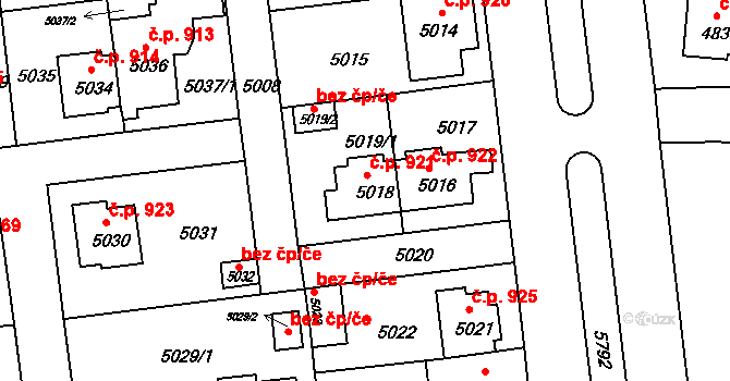 Záběhlice 921, Praha na parcele st. 5018 v KÚ Záběhlice, Katastrální mapa