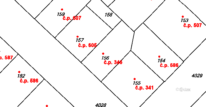 Dejvice 346, Praha na parcele st. 156 v KÚ Dejvice, Katastrální mapa