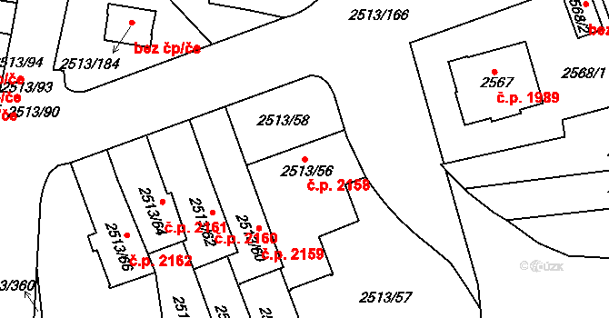 Dejvice 2158, Praha na parcele st. 2513/56 v KÚ Dejvice, Katastrální mapa